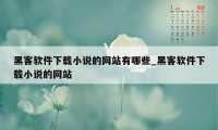 黑客软件下载小说的网站有哪些_黑客软件下载小说的网站