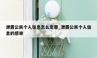 泄露公民个人信息怎么定罪_泄露公民个人信息的感谢