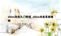 ddos攻击入门教程_ddos攻击系统爆破