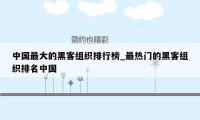 中国最大的黑客组织排行榜_最热门的黑客组织排名中国