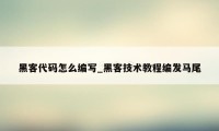 黑客代码怎么编写_黑客技术教程编发马尾