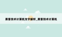 黑客技术计算机文字解析_黑客技术计算机