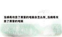 当病毒攻击了黑客的电脑会怎么样_当病毒攻击了黑客的电脑