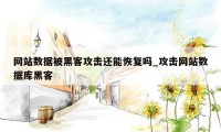 网站数据被黑客攻击还能恢复吗_攻击网站数据库黑客